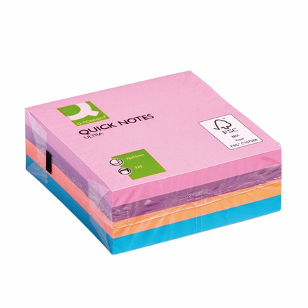 Kostka samoprzylepna Q-CONNECT, 76x76mm, 1x320 kart., mix kolorów