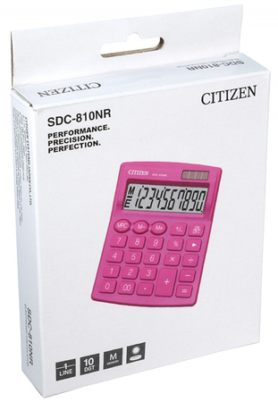 Kalkulator biurowy CITIZEN SDC-810NRPKE, 10-cyfrowy, 127x105mm, różowy