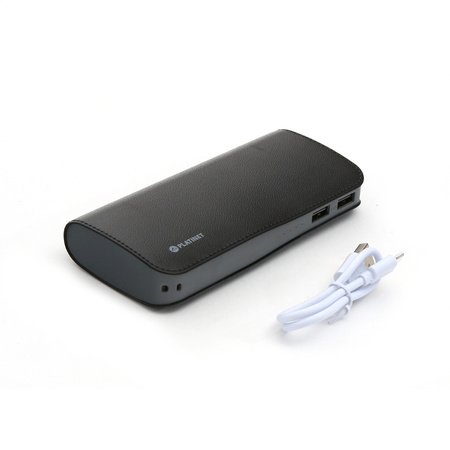 PLATINET POWER BANK 11000 mAh LEATHER BLACK + MICRO USB CABLE + USB-C ADAPTER [43454]