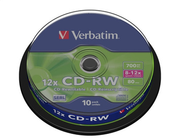 VERBATIM CD-RW 700MB 8-12X CAKE*10  43480