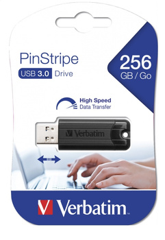 VERBATIM PENDRIVE PINSTRIPE USB 3.0 256GB BLACK  49320